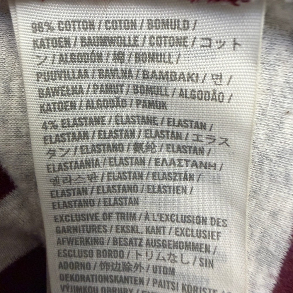 Abercrombie & Fitch Y2K long sleeve babydoll shirt - stripes - maroon red/gray M - Picture 6 of 9